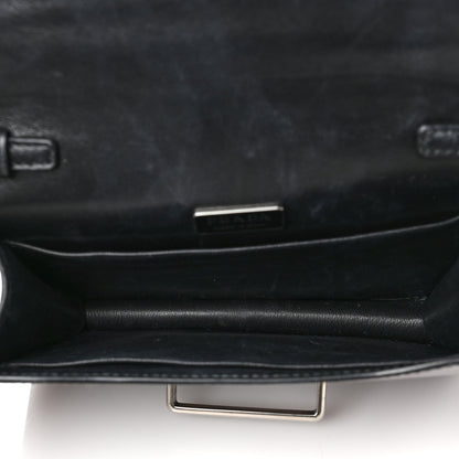Prada Metallic Vitello Saffiano Cahier Bag Ferro Black 4 of 9