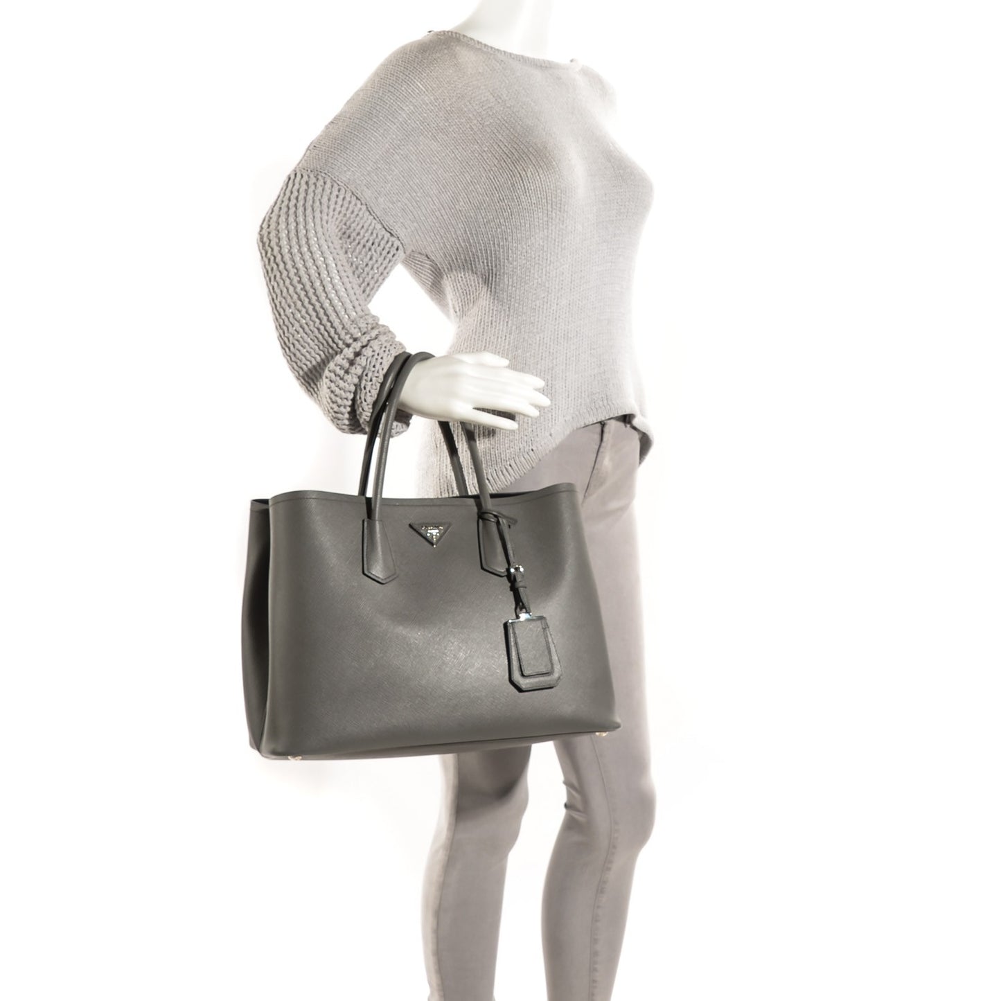 Saffiano Cuir Large Double Bag Marmo