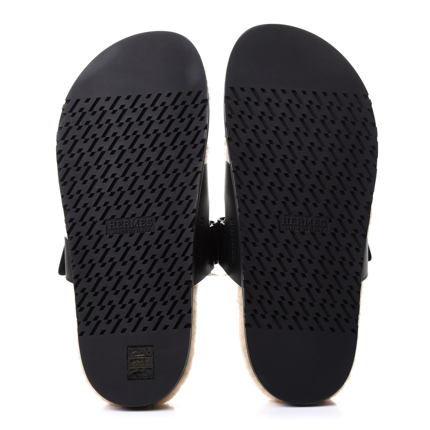 Calfskin Woolskin Mens Chypre Sandals 42.5 Black Ecru