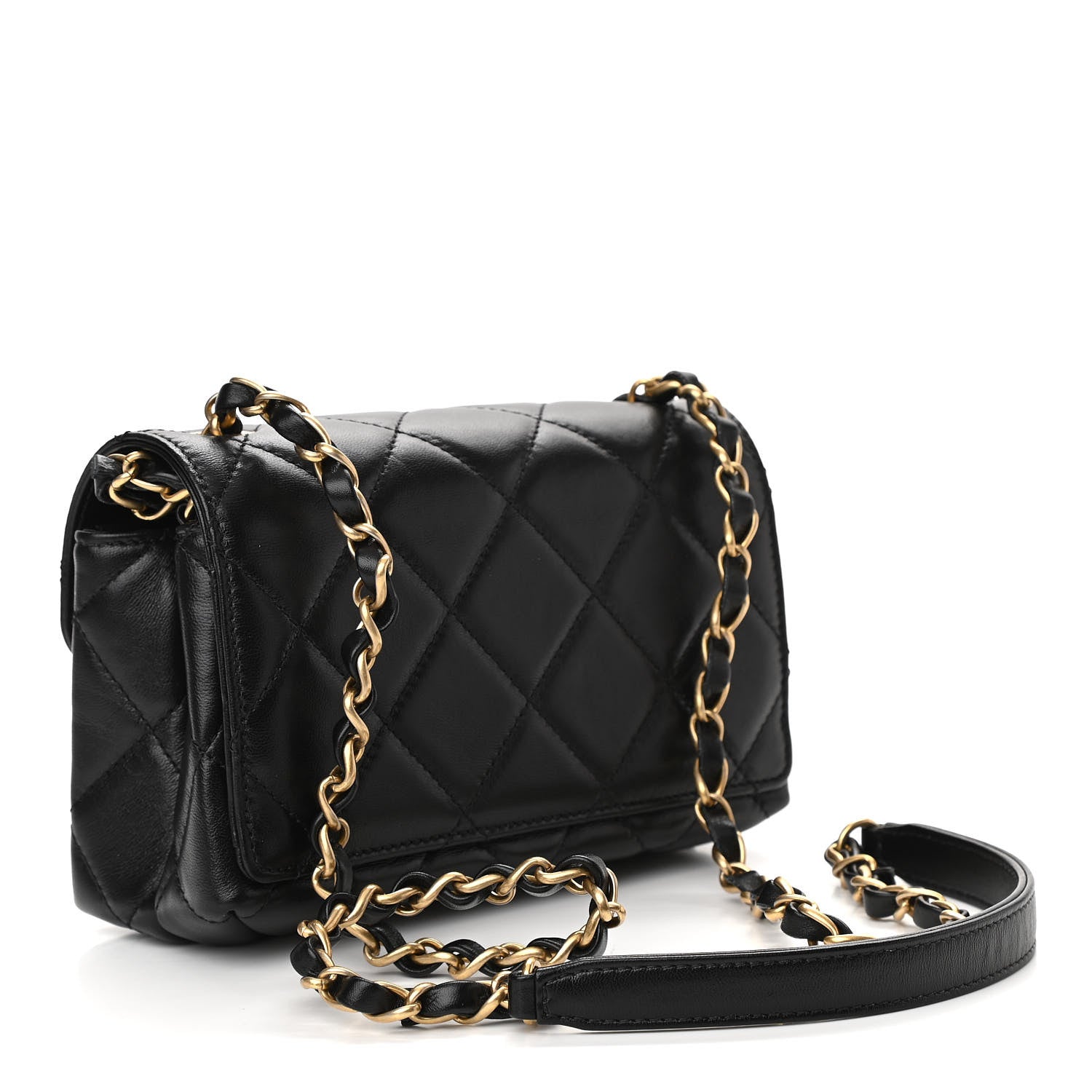 Chanel Lambskin Quilted Diamond Lock Flap Black 3 of 11