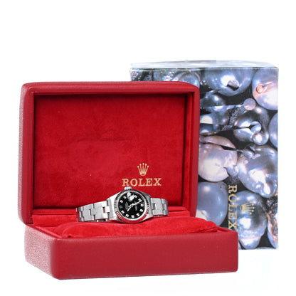 Rolex Stainless Steel 18K White Gold Diamond 26mm Oyster Perpetual Datejust Watch Black 79174 5 of 5