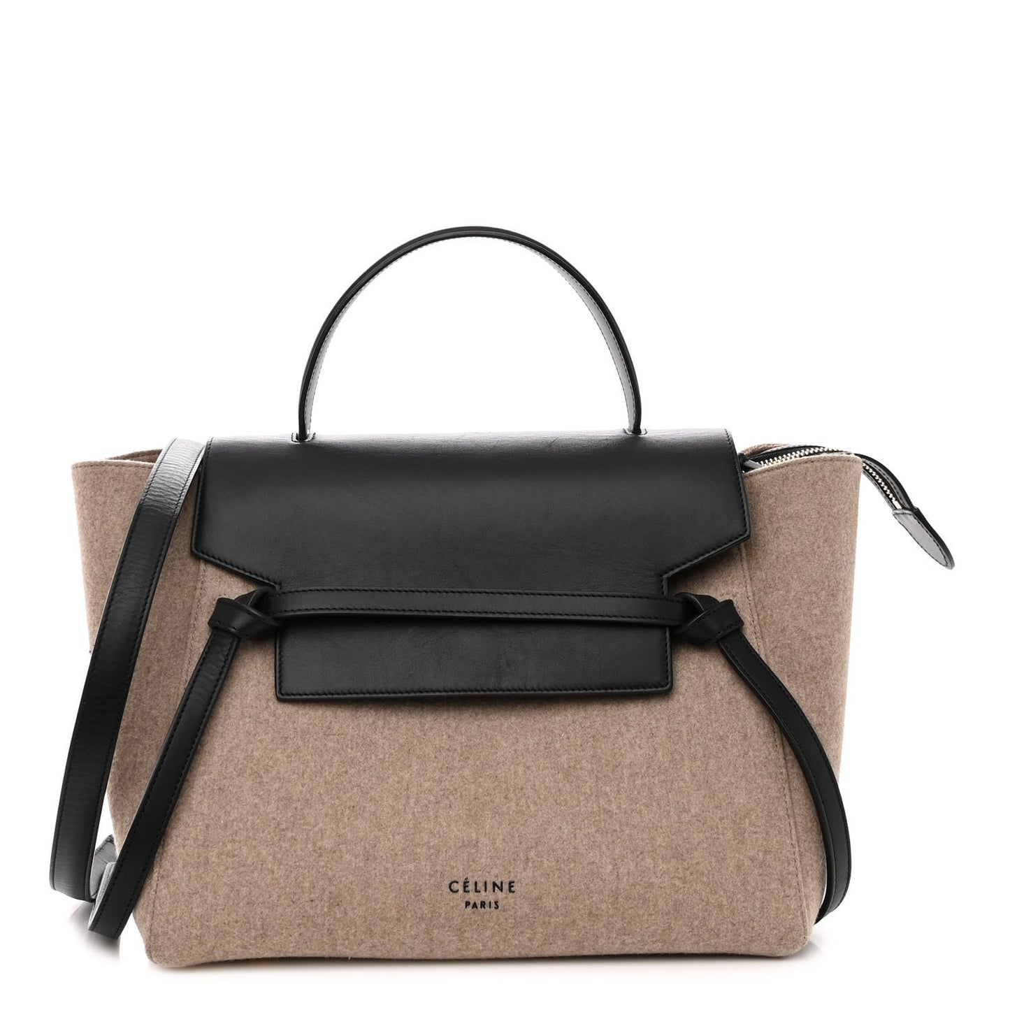 Felt Smooth Calfskin Mini Belt Bag Beige