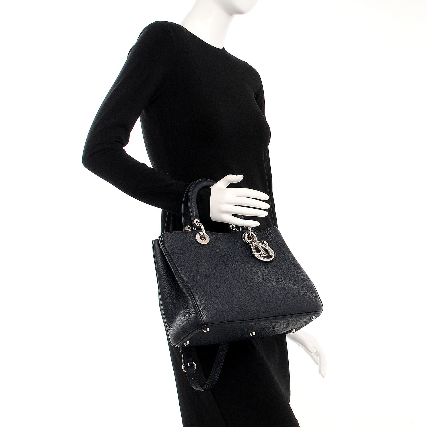 Christian Dior Bullcalf Medium Diorissimo Tote Navy Fuchsia 2 of 10