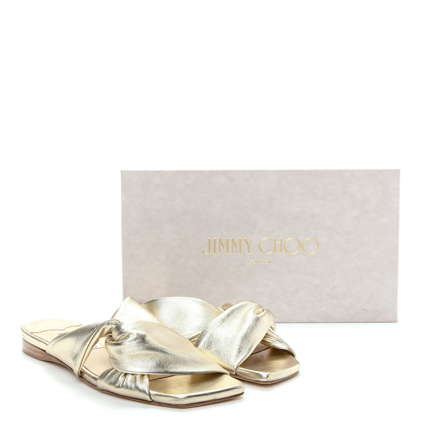 Jimmy Choo Metallic Nappa Narisa Flat Sandals 38.5 Champagne 10 of 10