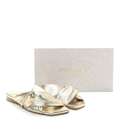 Jimmy Choo Metallic Nappa Narisa Flat Sandals 38.5 Champagne 10 of 10