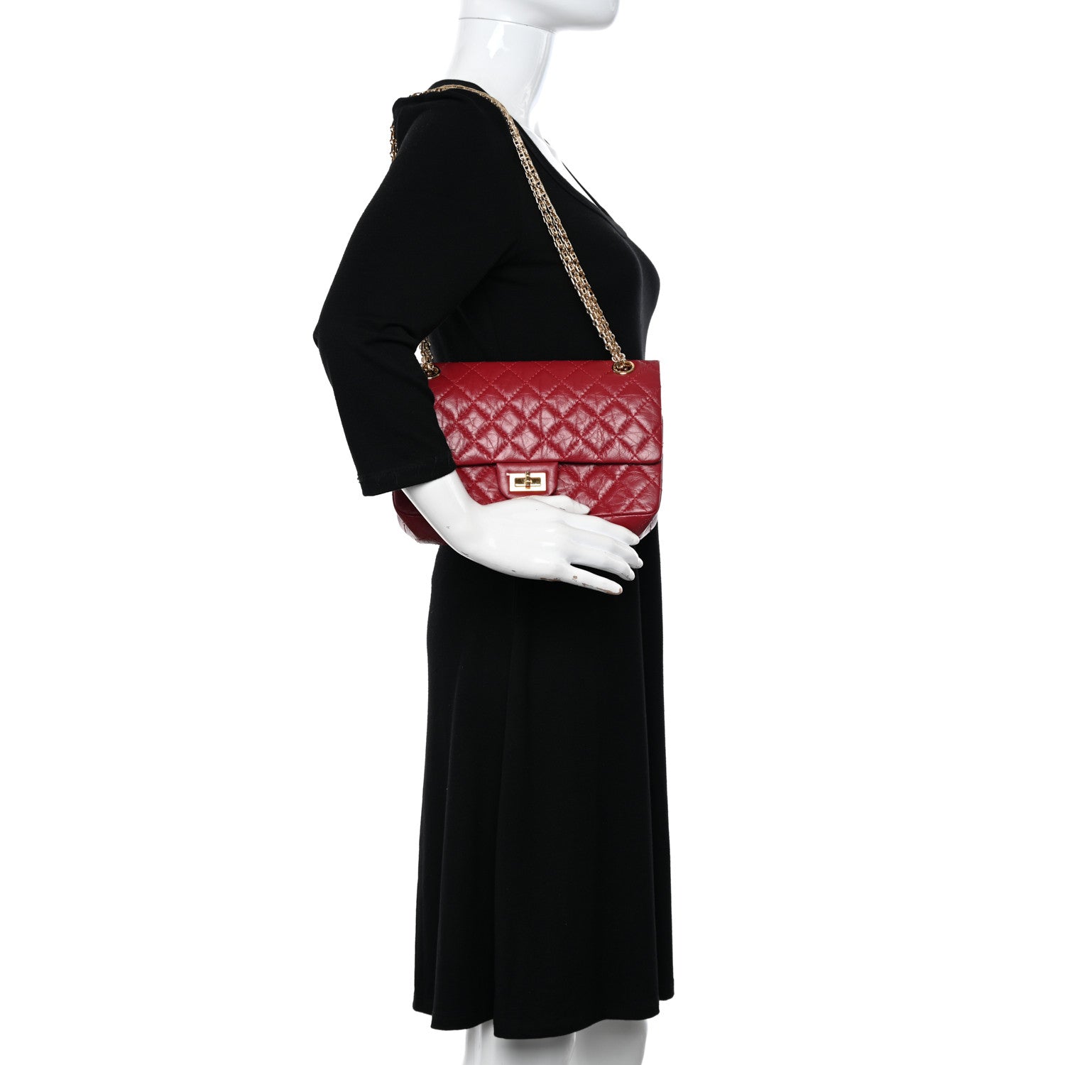 Chanel Aged Calfskin Quilted 2.55 Reissue 225 Flap Red 2 of 10