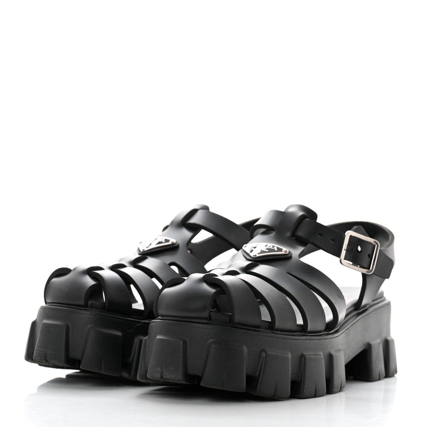 Foam Rubber Triangle Logo Monolith 55mm Cage Sandals 40 Black