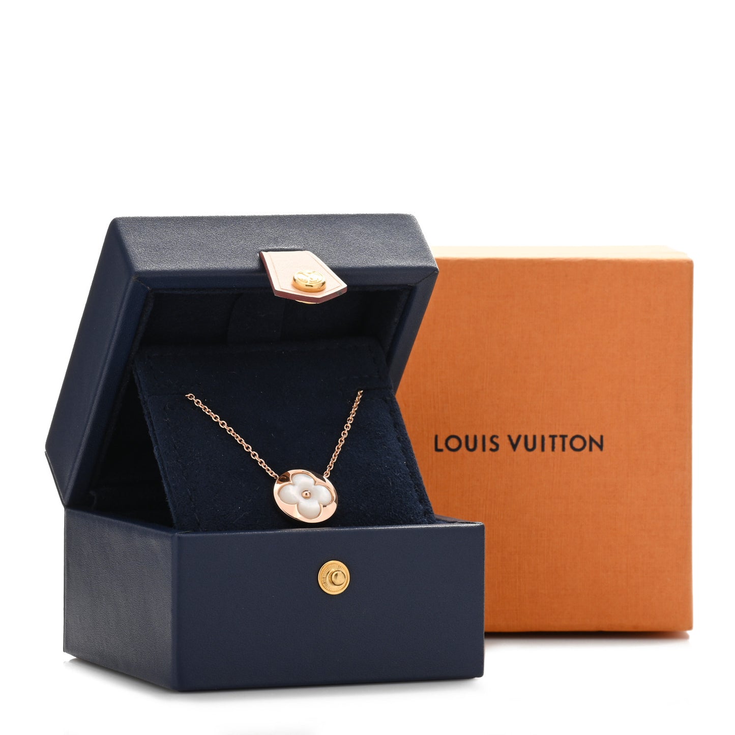 18K Pink Gold Mother Of Pearl Blossom Sun Pendant Necklace