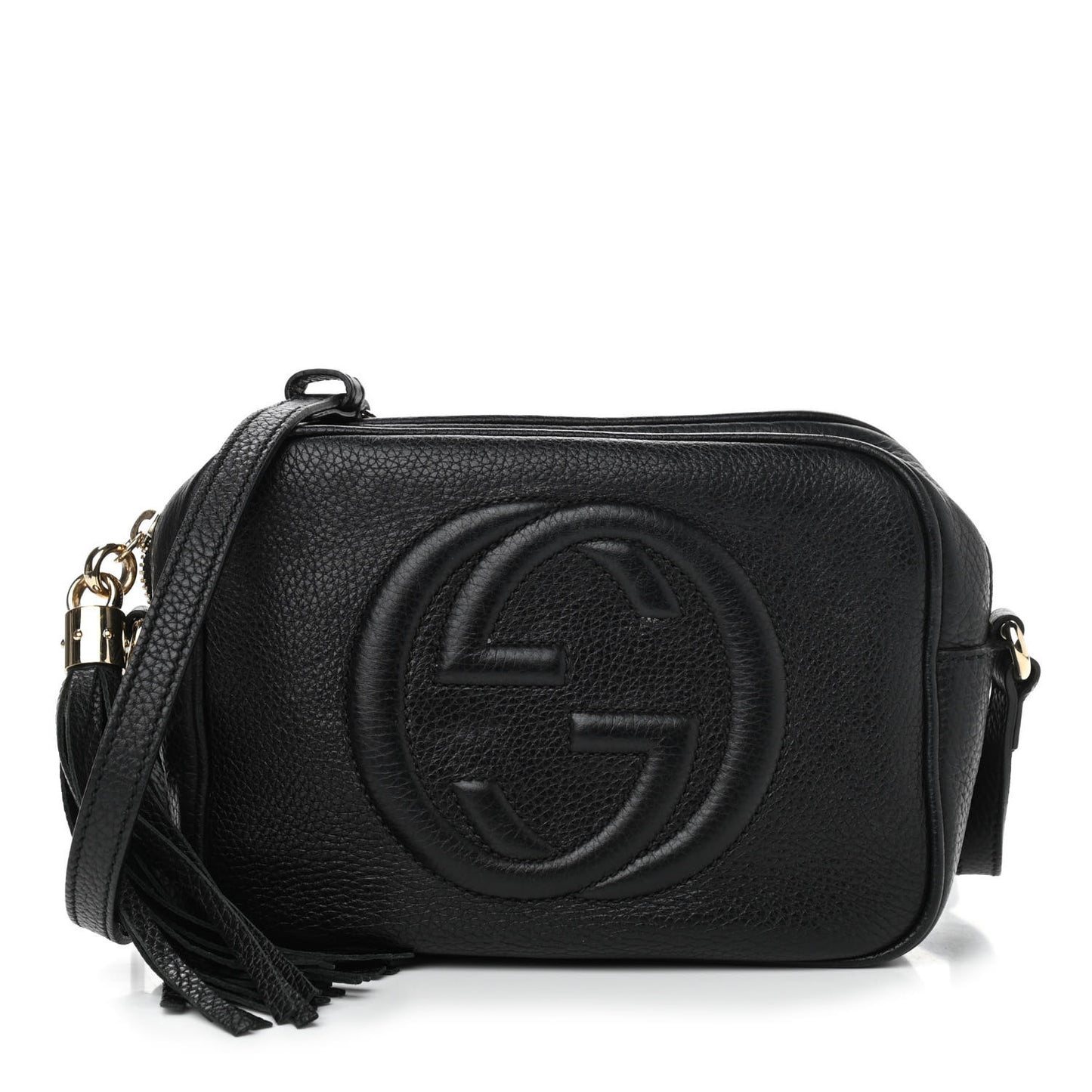 Pebbled Calfskin Small Soho Disco Bag Black
