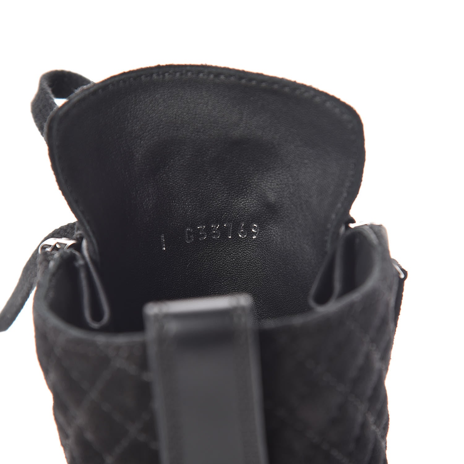 Chanel Suede Calfskin Quilted Lace Up Boots 36 Black 7 of 8