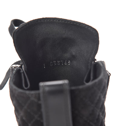 Chanel Suede Calfskin Quilted Lace Up Boots 36 Black 7 of 8