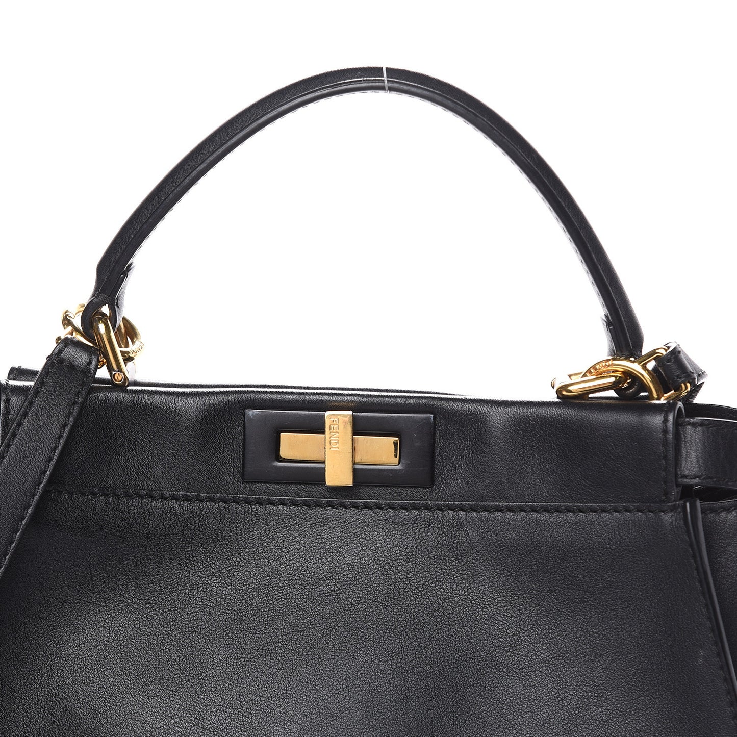 Vitello Seta Shiny Nappa Medium Peekaboo Iconic Satchel Black