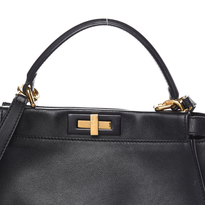 Fendi Vitello Seta Shiny Nappa Medium Peekaboo Iconic Satchel Black 21 of 22