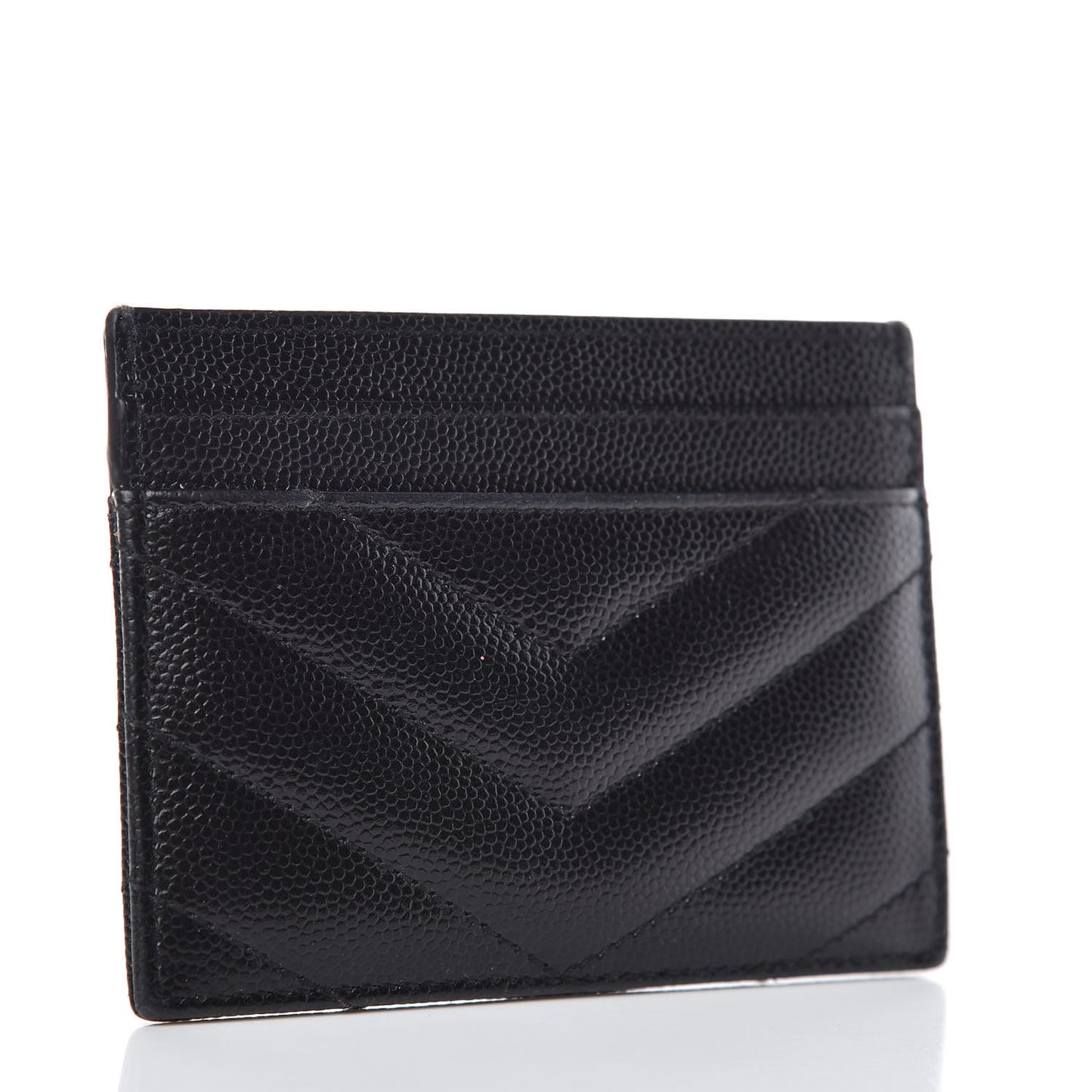 Grain De Poudre Matelasse Chevron Monogram Credit Card Case Black