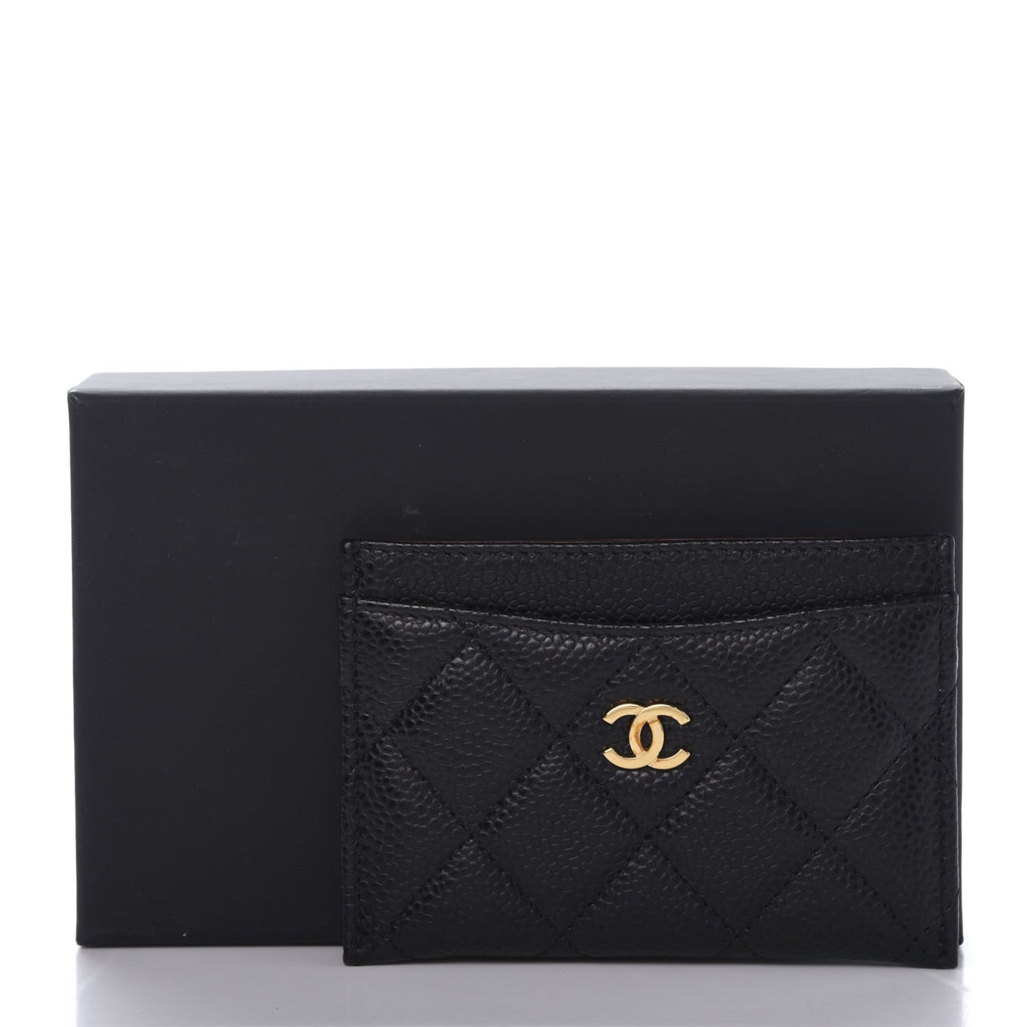 Caviar Quilted Card Holder Black