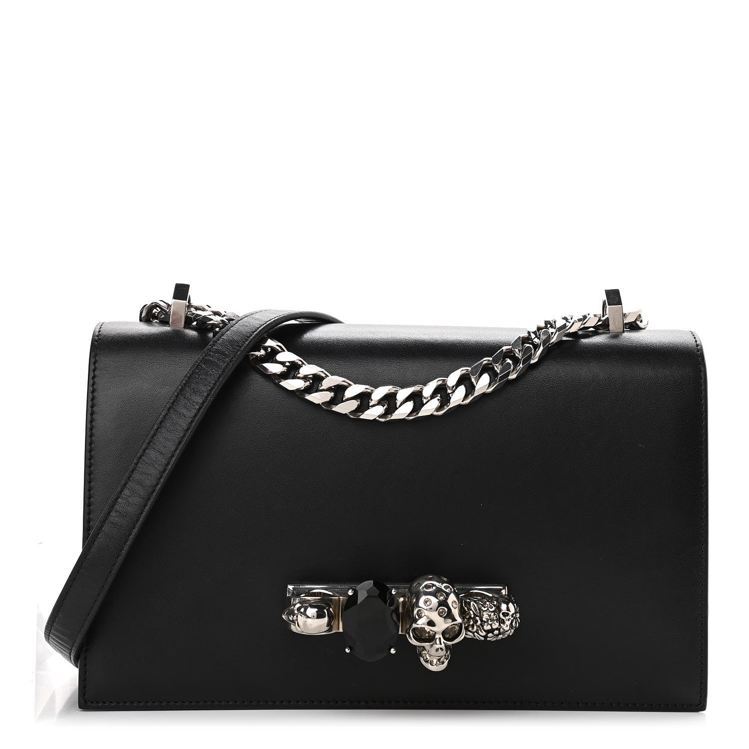 Alexander McQueen Calfskin Knuckle Shoulder Bag Black 1 of 11