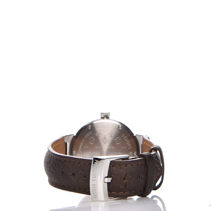 Louis Vuitton Stainless Steel Douceur Diamond Mother of Pearl 34mm Tambour Lovely Quartz Watch 4 of 7