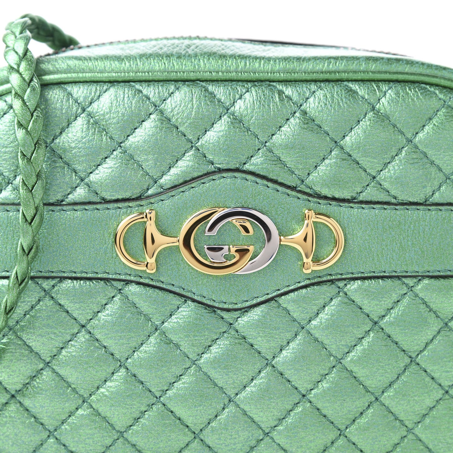 Laminated Nappa Trapuntata Mini Zumi Shoulder Bag Jasmine Green