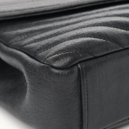 Saint Laurent Sheepskin Matelasse Chevron Monogram Medium College Bag Black 8 of 19