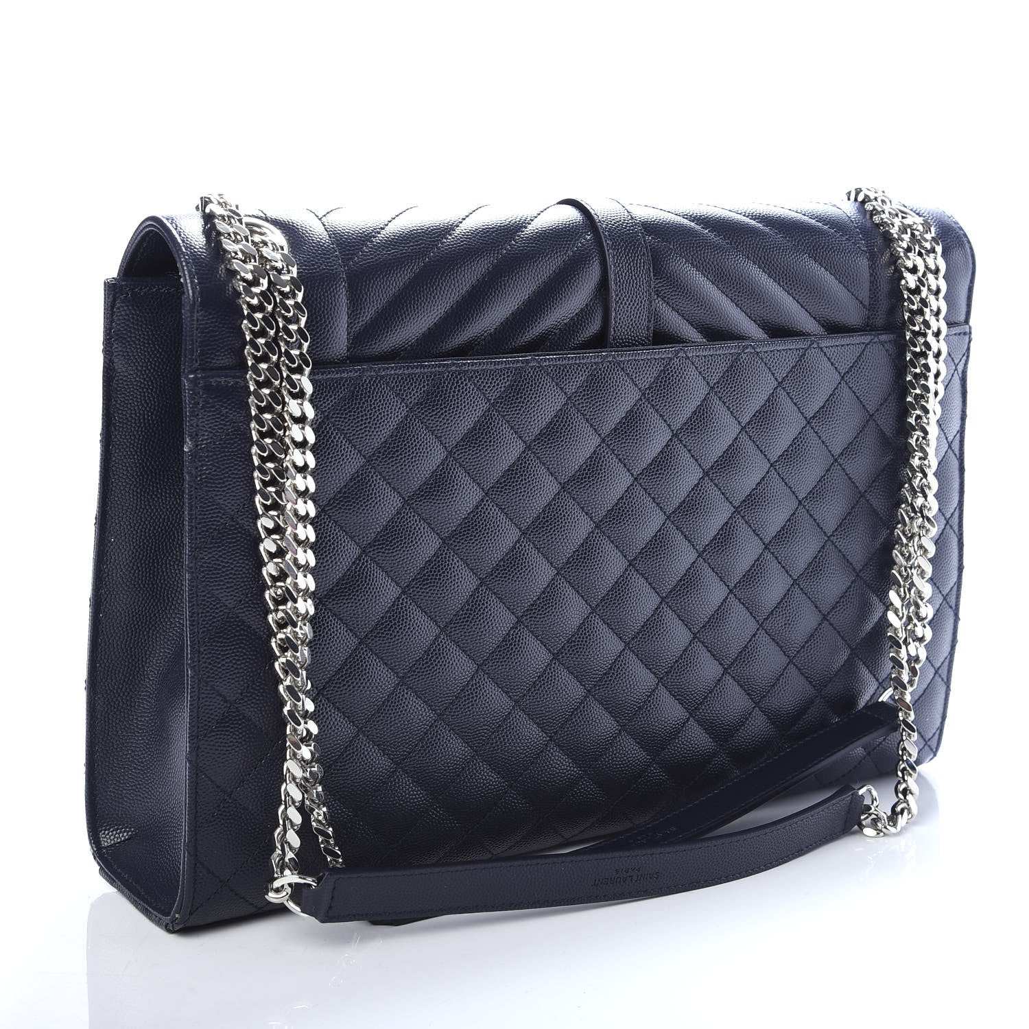 Saint Laurent Grain De Poudre Large Tri-Quilt Monogram Satchel Deep Marine 3 of 10