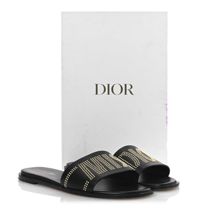 Christian Dior Calfskin Studded Dway Slide Sandals 39.5 Black 15 of 15