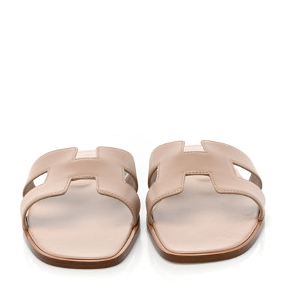 Hermes Box Calfskin Oran Sandals 41 Beige Nude 2 of 9