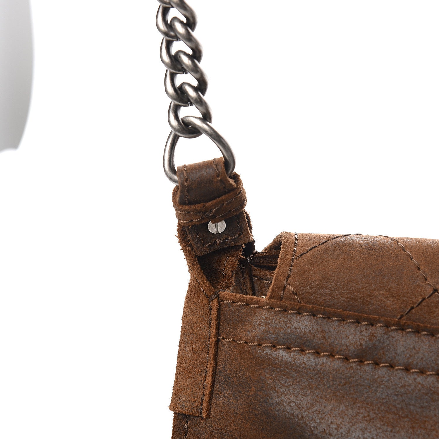 Chanel Nubuck Stitched Highlander Messenger Brown 12 of 17