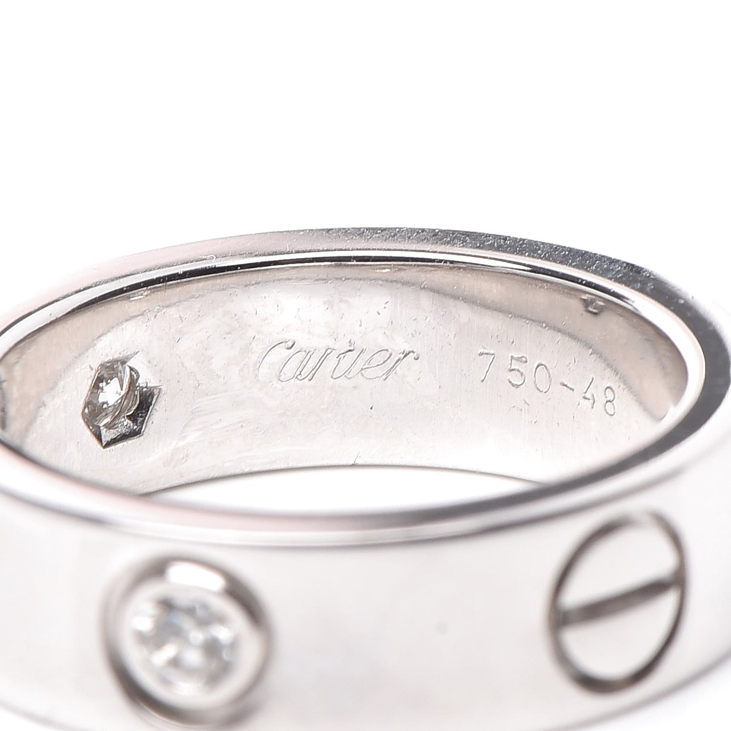 18K White Gold 3 Diamond 5.5mm LOVE Ring 48 4.5