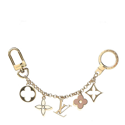 Louis Vuitton Brass Enamel Fleur De Monogram Bag Charm Chain Gold 1 of 3