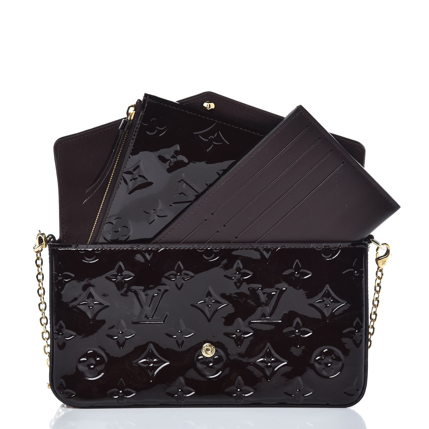 Louis Vuitton Vernis Pochette Felicie Chain Wallet Amarante 7 of 9