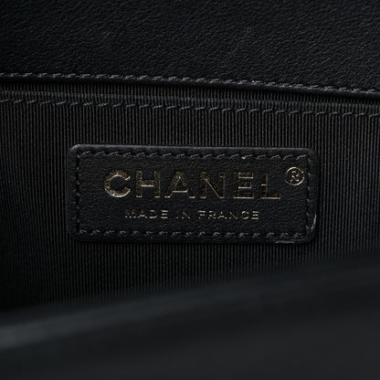 Chanel Calfskin Medium Boy Logo Top Handle Flap Black 6 of 15