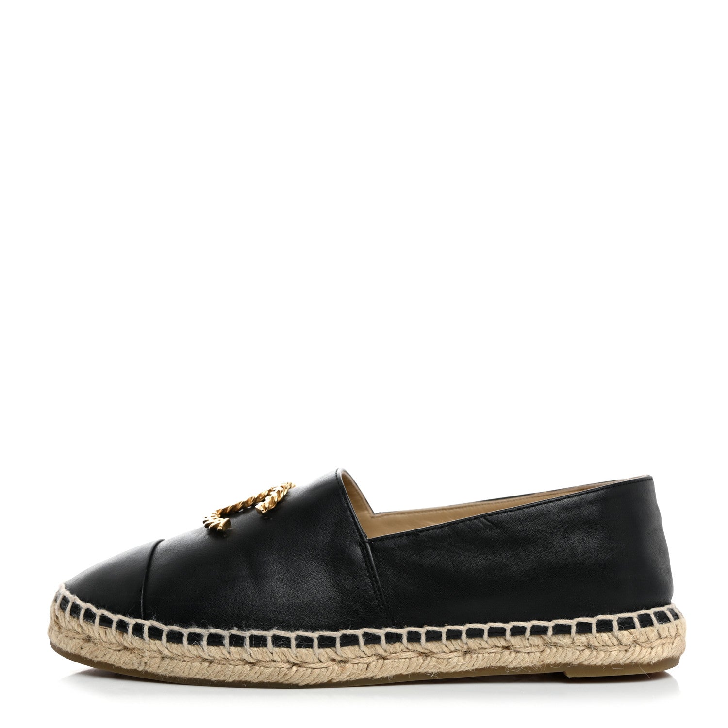 Chanel Calfskin Chain CC Espadrilles 37 Black 1 of 9