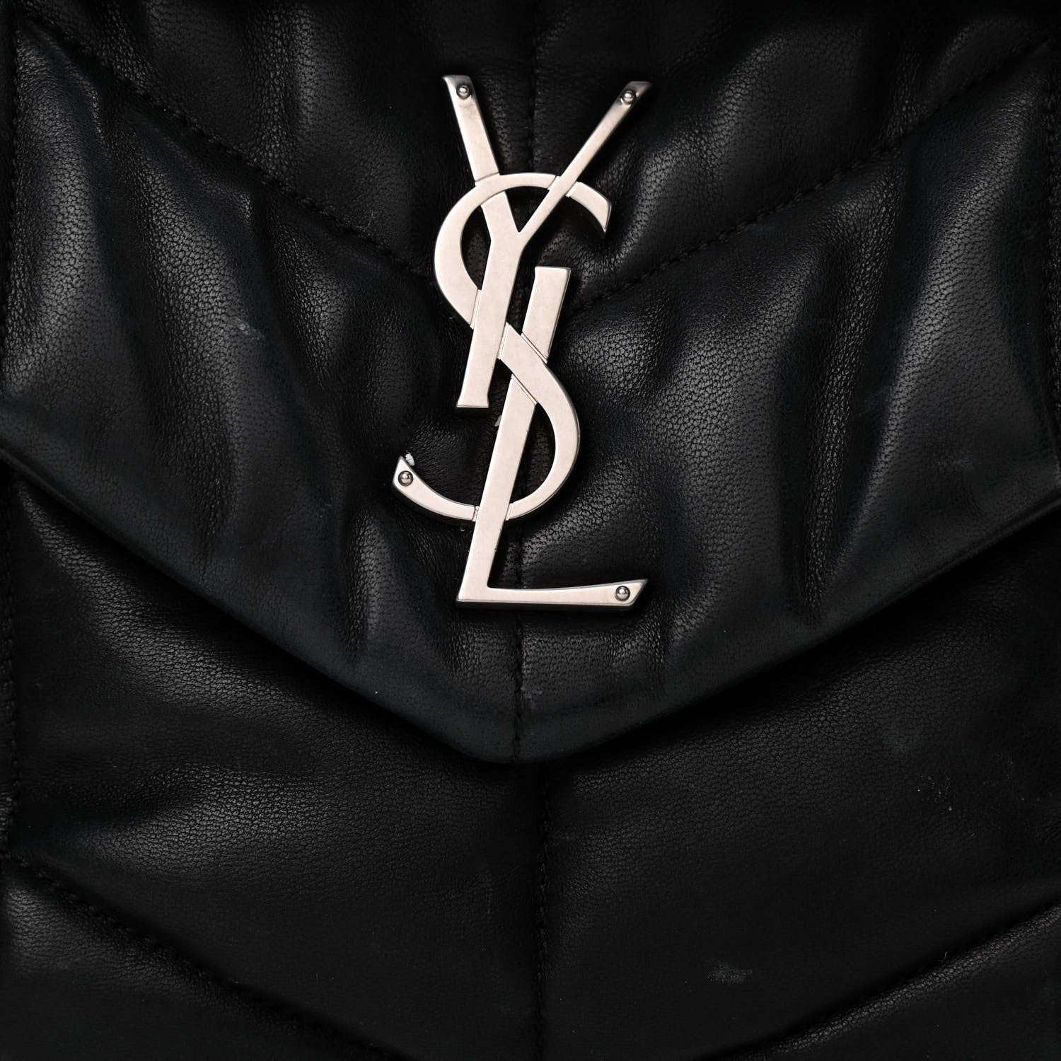Saint Laurent Lambskin Quilted Small Loulou Puffer Monogram Chain Satchel Black 9 of 14