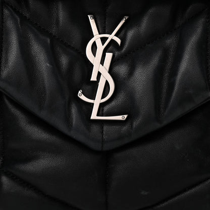 Saint Laurent Lambskin Quilted Small Loulou Puffer Monogram Chain Satchel Black 9 of 14