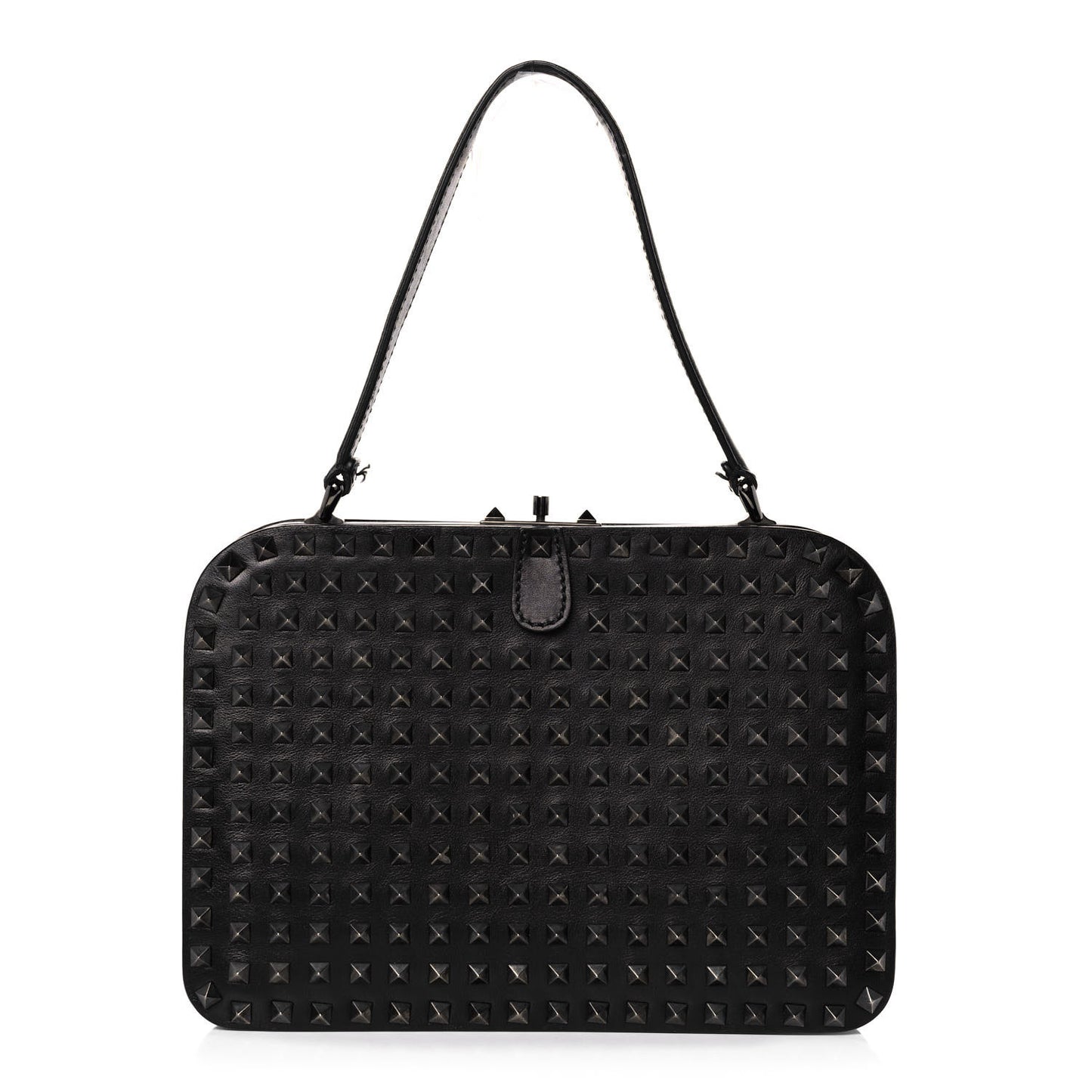 Vitello Rockstud All Over Top Handle Bag Black