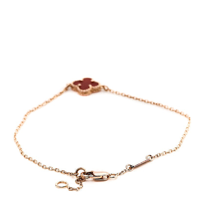 Van Cleef & Arpels 18K Rose Gold Carnelian Sweet Alhambra Bracelet 2 of 4