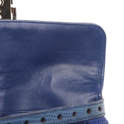 Gucci Sequin Lizard Crystal Wristlet Clutch Bag Blue 10 of 11