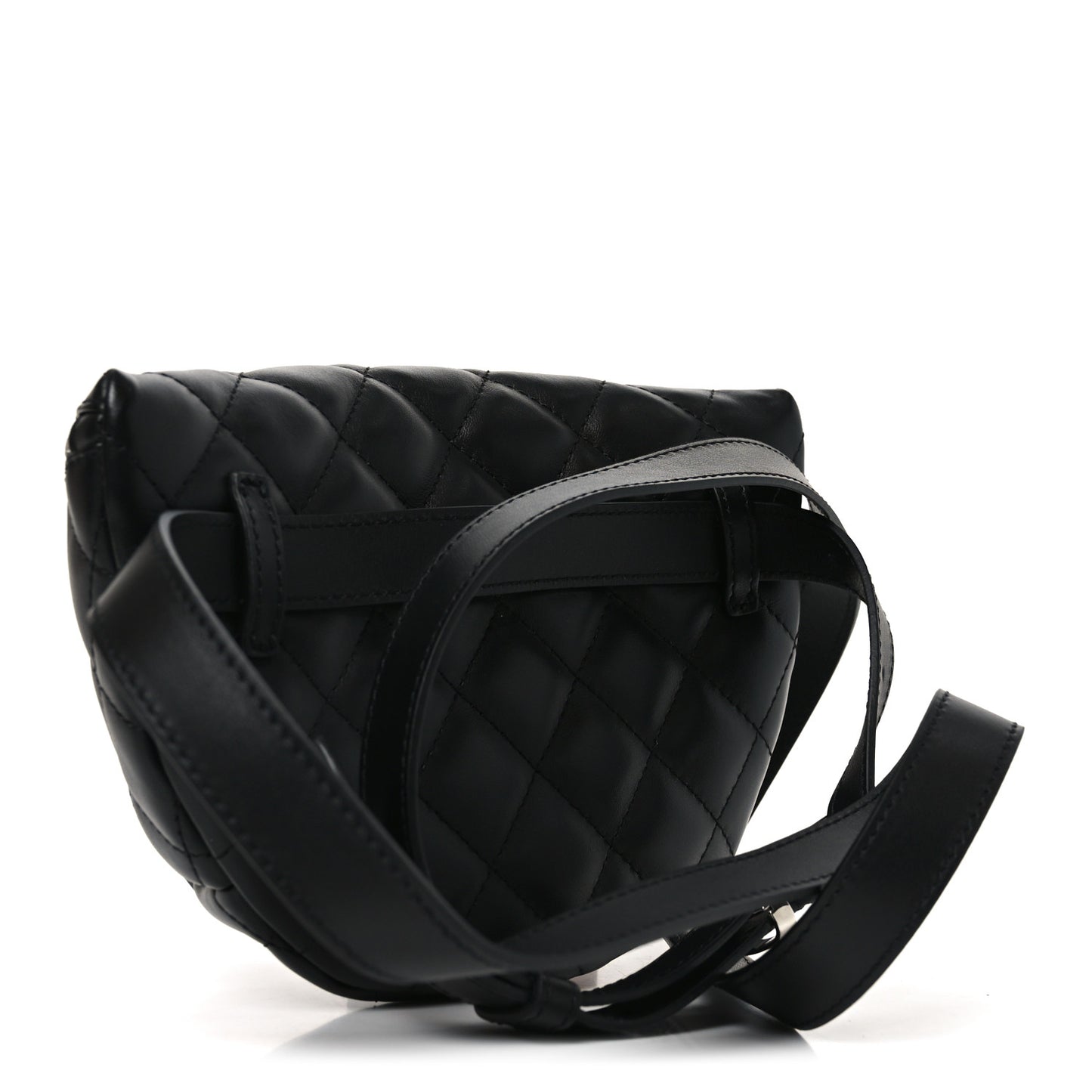 Calfskin Quilted Waist Belt Bag Black