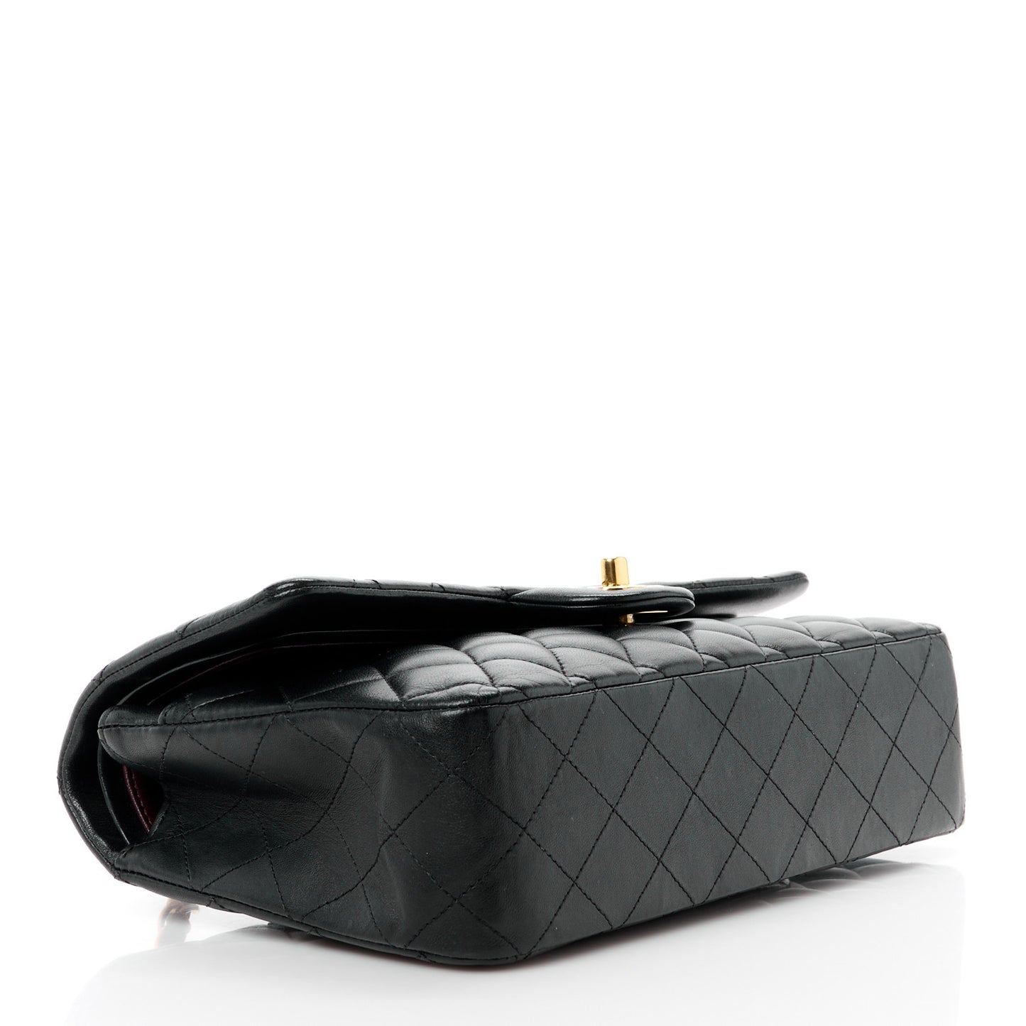 Lambskin Quilted Medium Double Flap Black