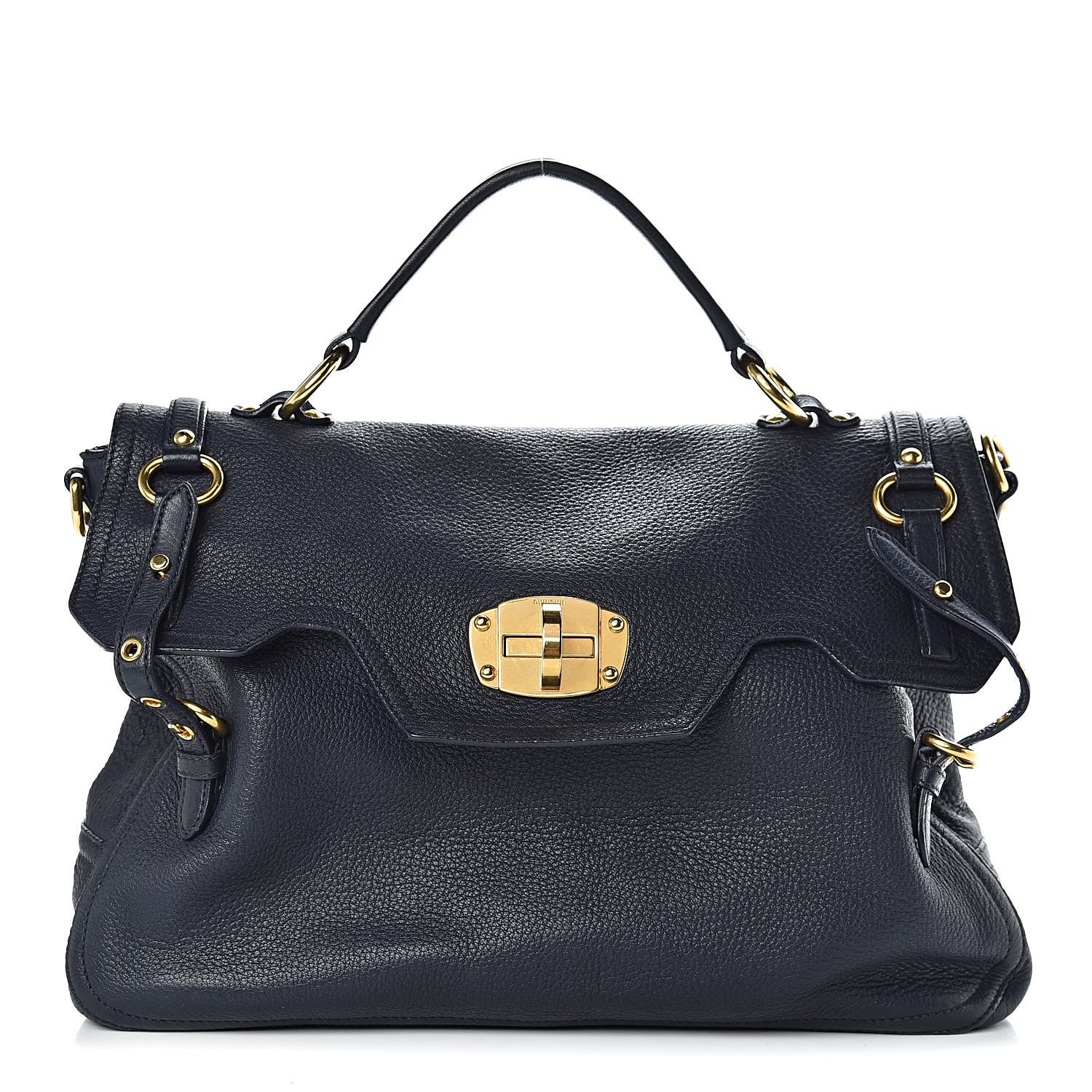 Miu Miu Cervo East-West Flap Satchel Blue 1 of 24
