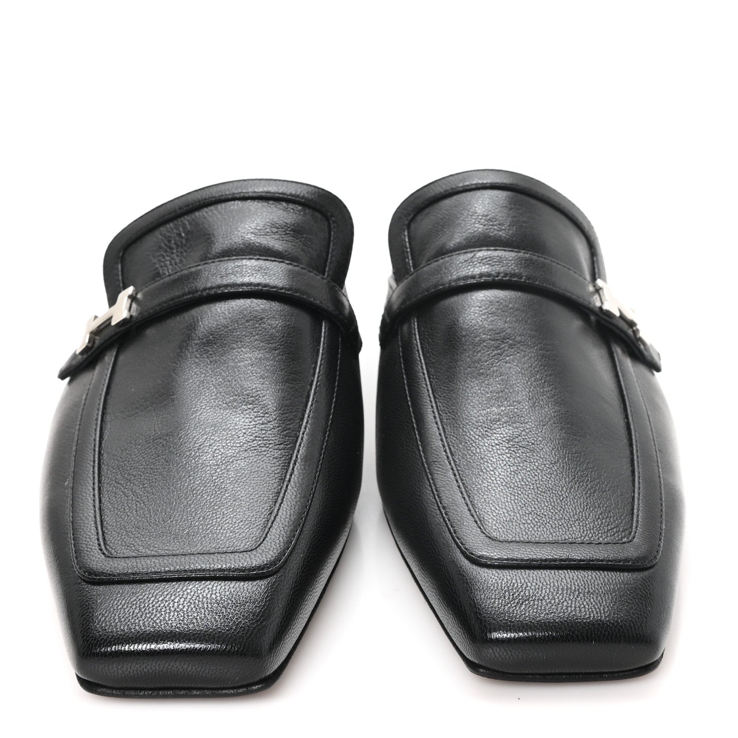 Hermes Goatskin Groupie Mules 37 Black 3 of 9