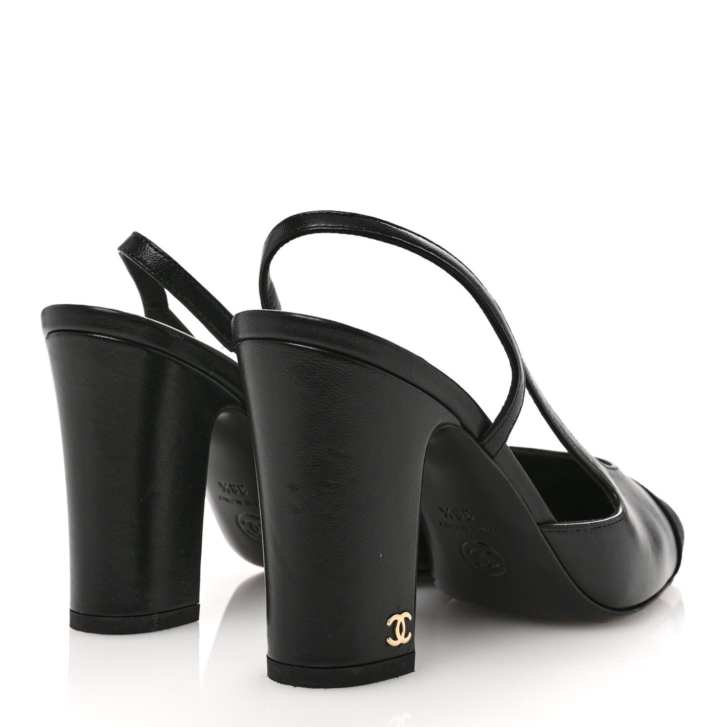 Goatskin Grosgrain Cap Toe CC Slingback Pumps 36 Black