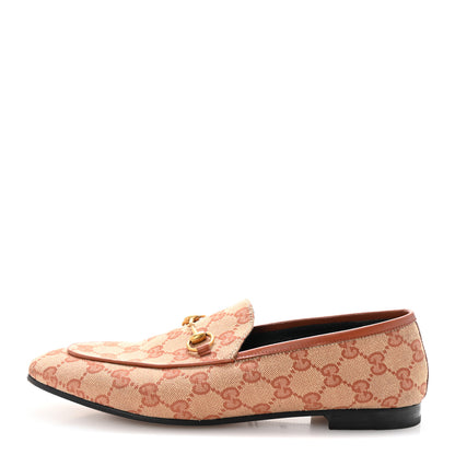 Gucci Canvas GG Monogram Horsebit Womens Jordaan Loafers 39.5 Beige Ruggine Rust 1 of 10