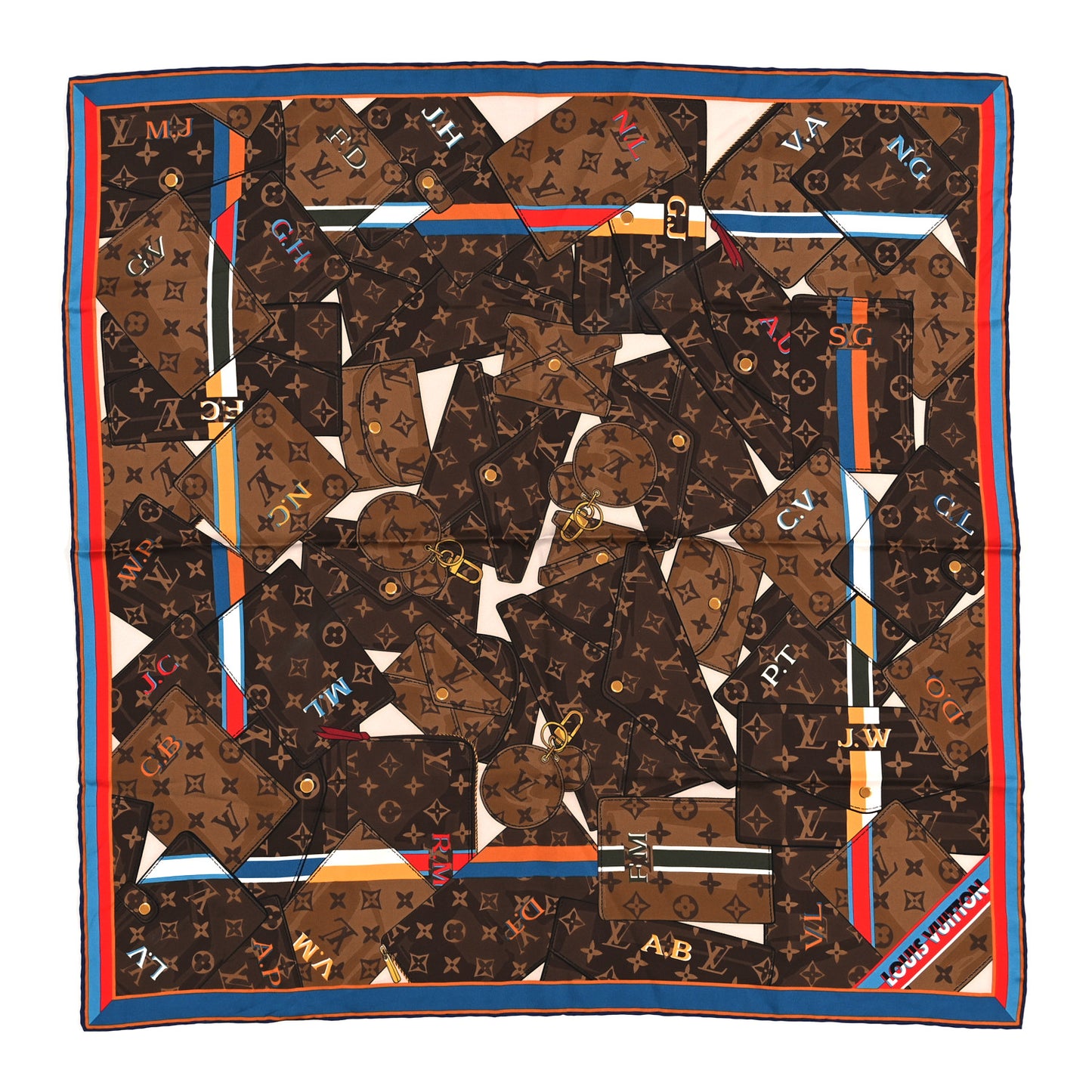 Silk Monogram Personally LV Square Square Scarf 70 Brown