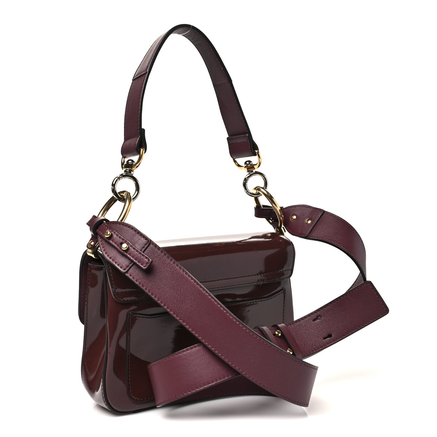 Spazzolato Sfumato Calfskin Small C Double Carry Burnt Brown
