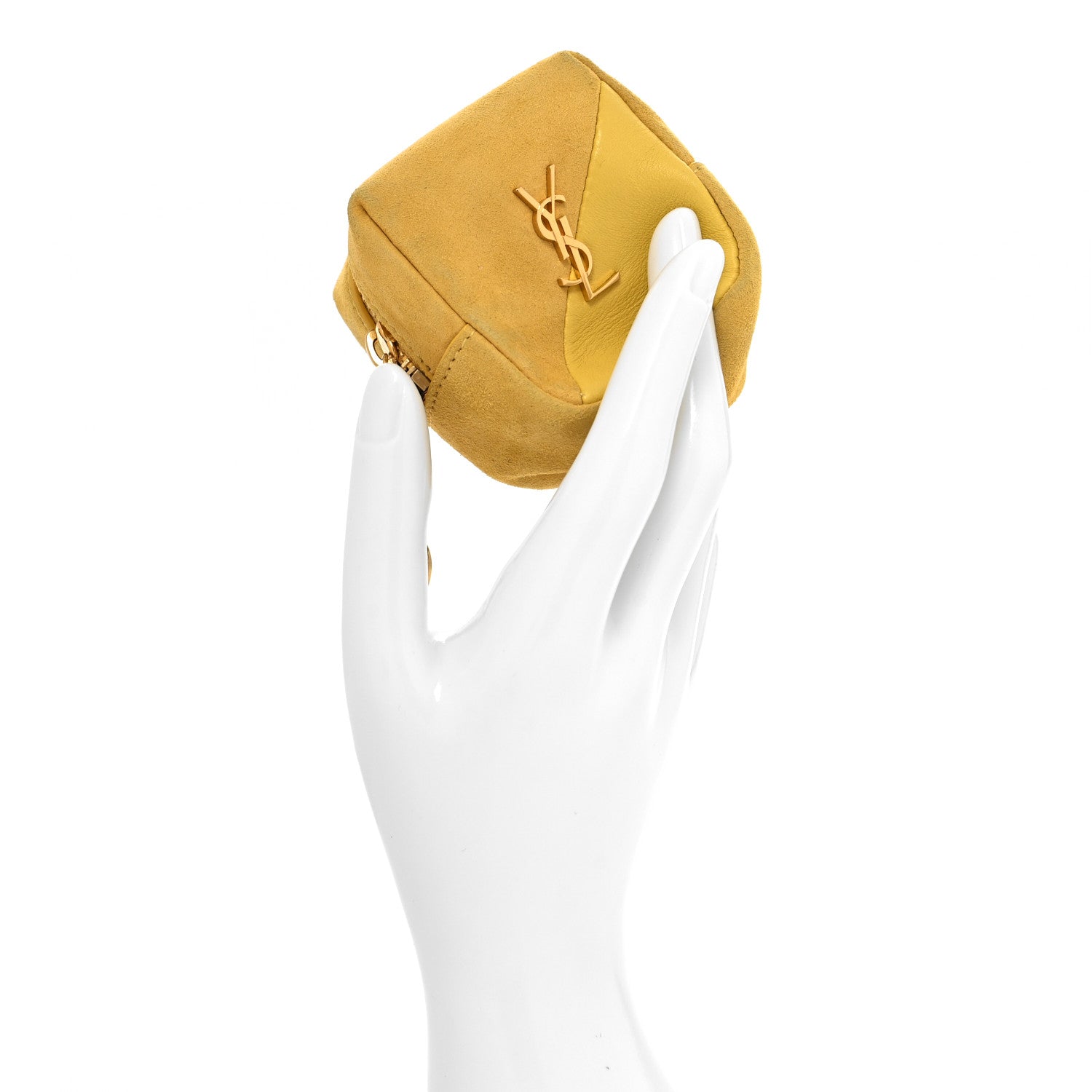 Saint Laurent Suede Lambskin Jaime Cube Charm Keychain Sunflower 2 of 7
