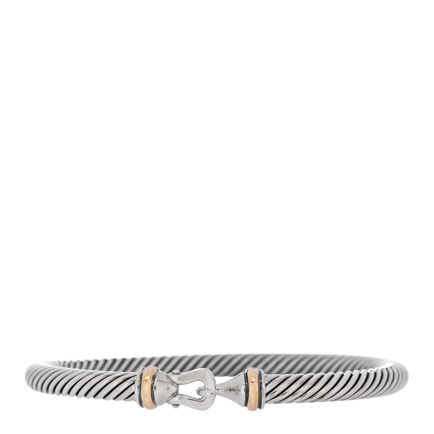 David Yurman Sterling Silver 18K Yellow Gold 5mm Cable Classic Buckle Bracelet 1 of 3