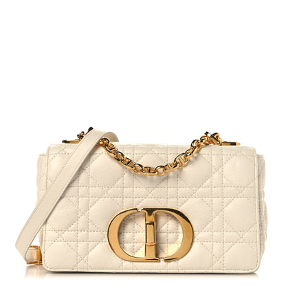Christian Dior Grained Calfskin Cannage Small Caro Bag White 1 of 10