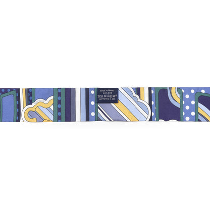Hermes Silk Faubourg Rainbow Twilly Blue Jaune Vert 2 of 4