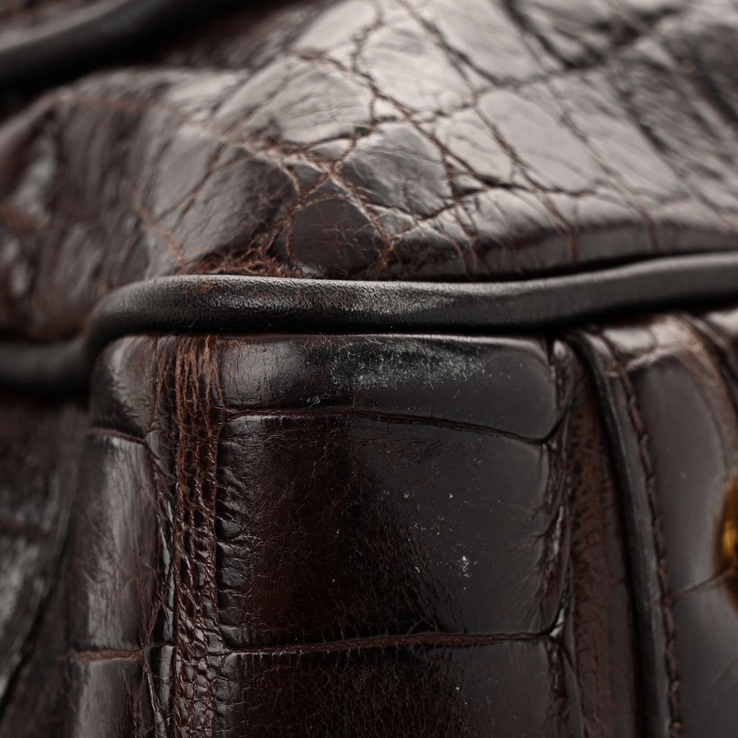Crocodile Medium 1973 Top Handle Satchel Brown